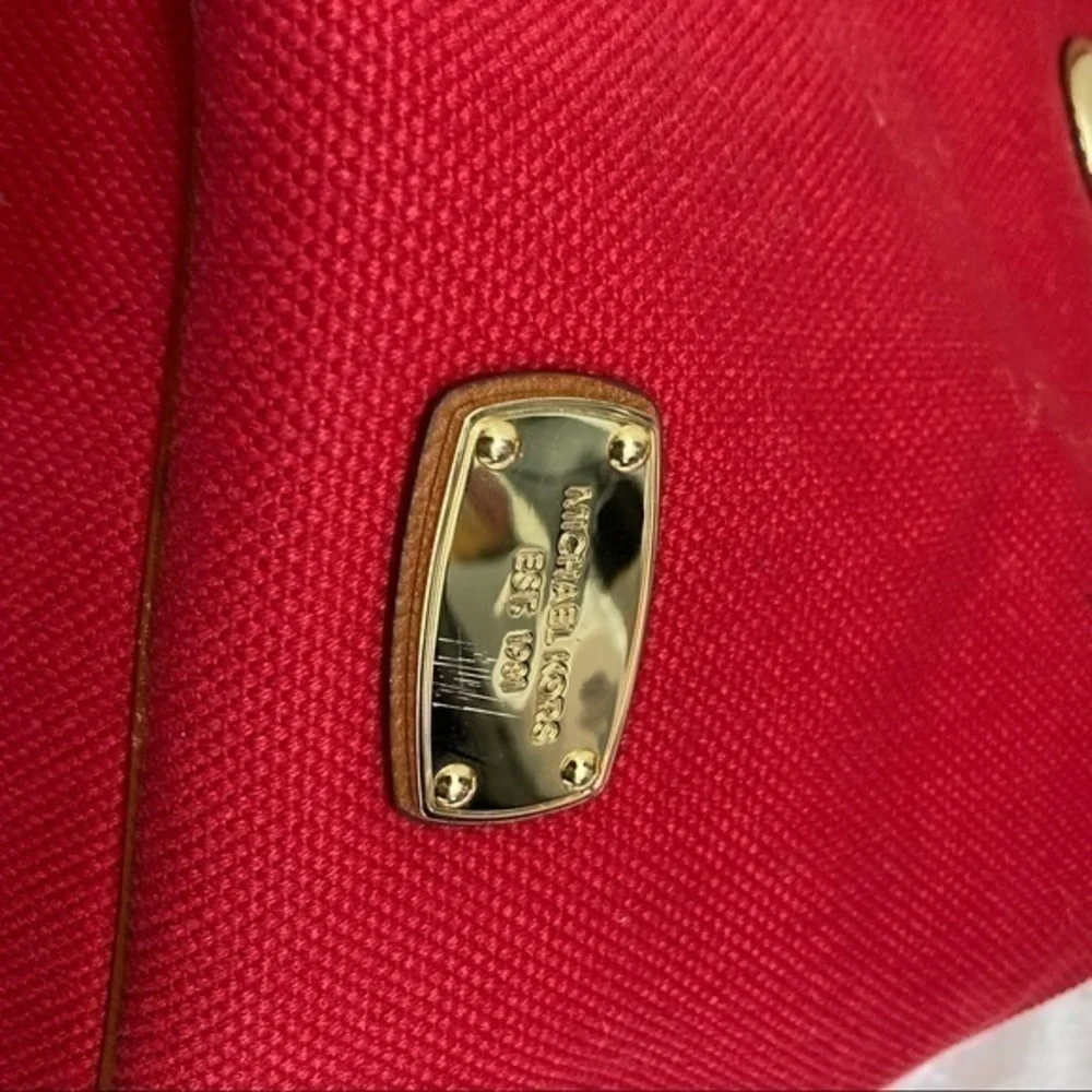Michael kors red canvas sailing anchor tote bag